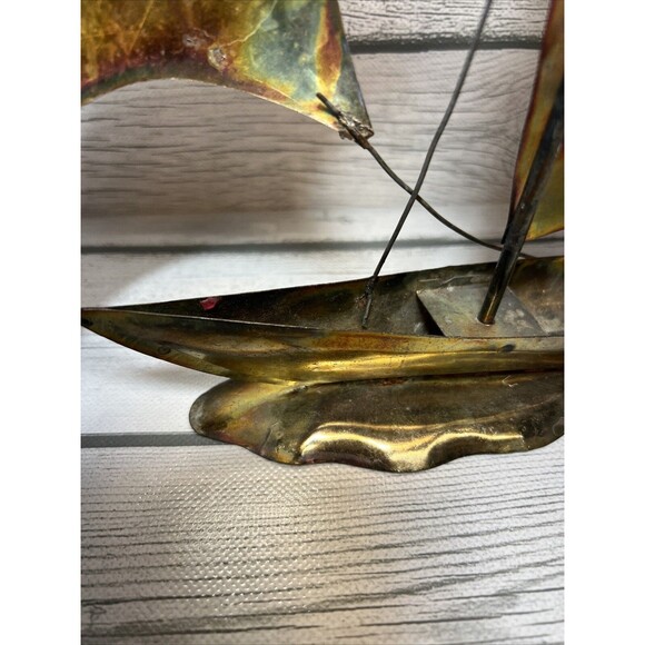 Vintage Brass SAILBOAT Base BRUTALIST MCM Sculpture 12” - Picture 8 of 10